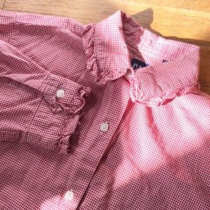 Gap girls red checkers plaid picnic table shirt